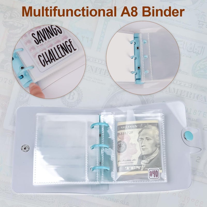 DVHOK Money Saving Binder, $1000 Money Saving Challenge Binder, Reusable Budget Book with Cash Envelopes Blue - Image 3